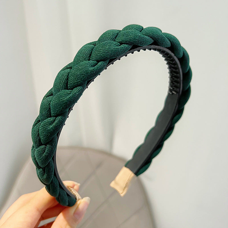 Double Strand Braided Twisted Hair Band Solid Color High Skull Top Girl Going Out Versatile Anti slip Hair Band Jewelry F030
