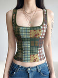 Checkered camisole top looks slim and thin