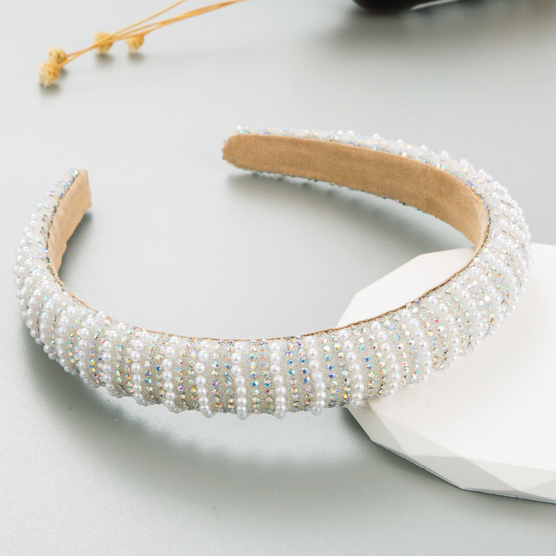 New Full Diamond Headband Pearl Rhinestone Fashion Headband Versatile Hair Accessories For Going Out
