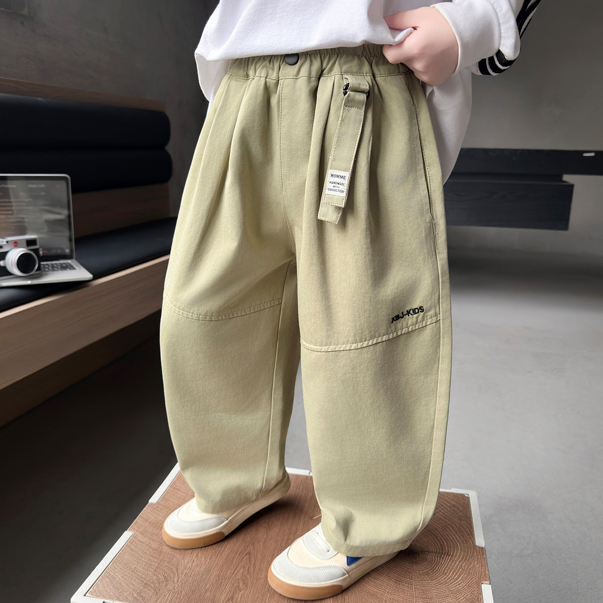 Kids Casual Cotton Embroidered Pants