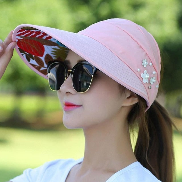 Women's Summer Casual All-match Going Out Ultraviolet-proof Korean Style Folded Sun Block Hat Breathable And Light