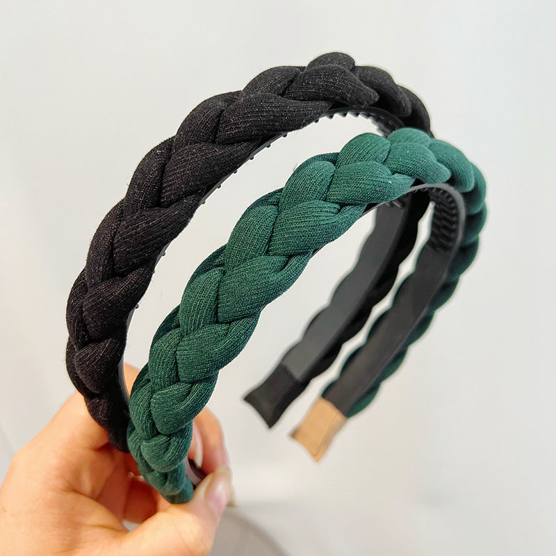 Double Strand Braided Twisted Hair Band Solid Color High Skull Top Girl Going Out Versatile Anti slip Hair Band Jewelry F030