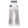 Wash Ripped Wide Leg Sweatpants Badge Polka Dot Print Unisex Loose Straight Long Pants