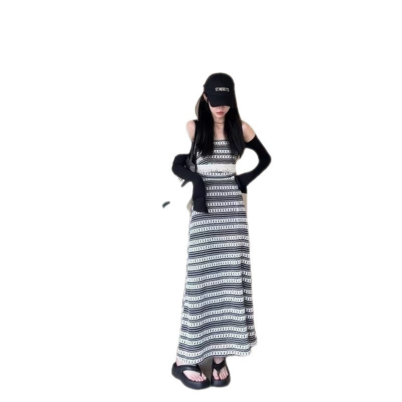 Hollow Out Knitting Slim Tassel Midi Long Dresses