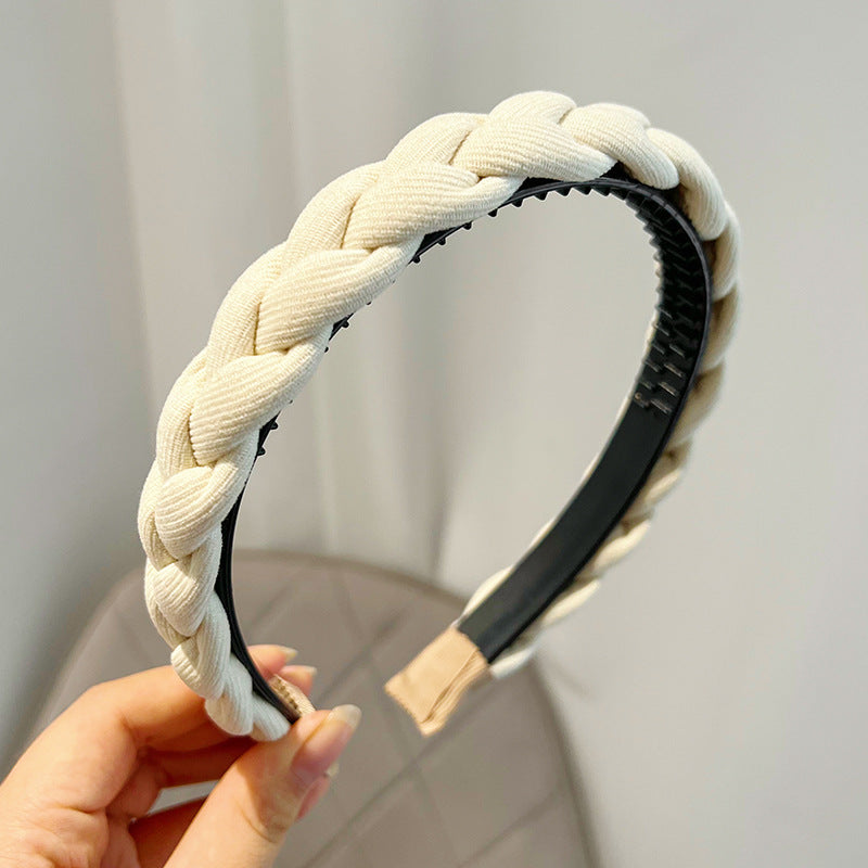 Double Strand Braided Twisted Hair Band Solid Color High Skull Top Girl Going Out Versatile Anti slip Hair Band Jewelry F030