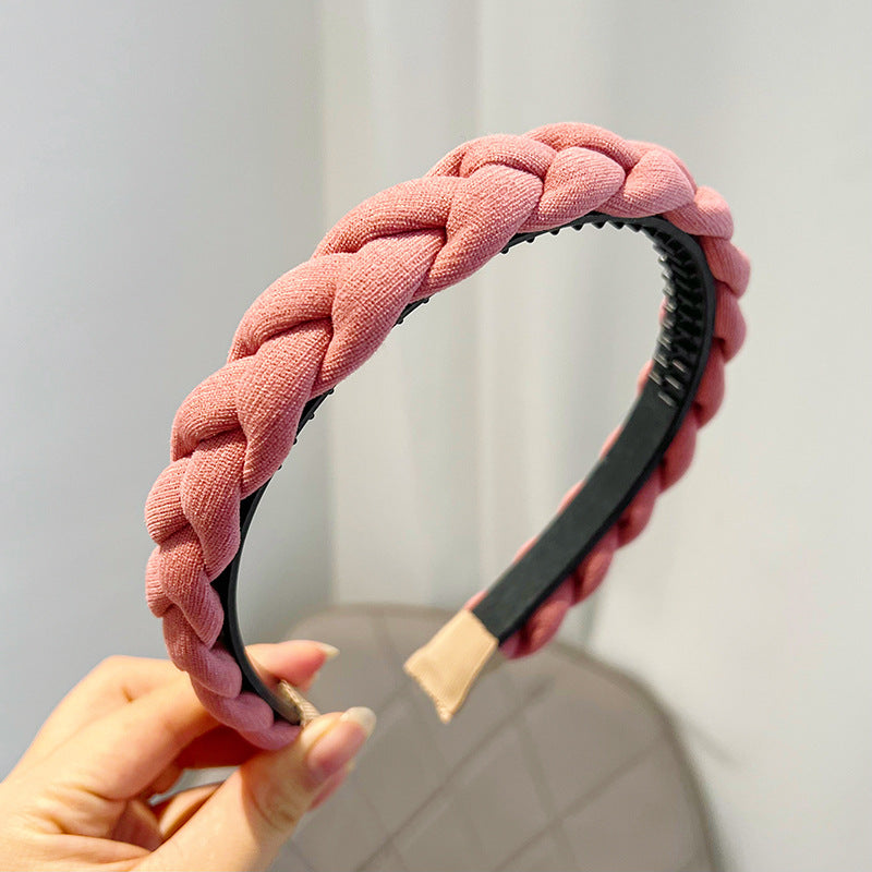 Double Strand Braided Twisted Hair Band Solid Color High Skull Top Girl Going Out Versatile Anti slip Hair Band Jewelry F030