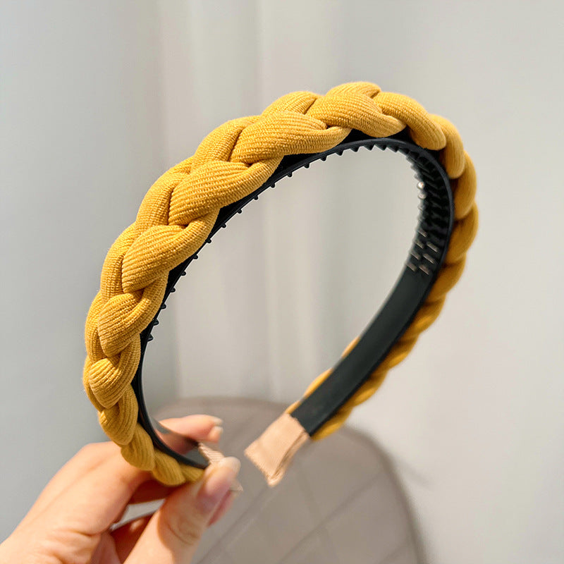 Double Strand Braided Twisted Hair Band Solid Color High Skull Top Girl Going Out Versatile Anti slip Hair Band Jewelry F030