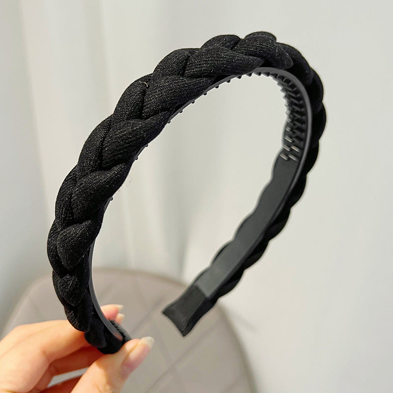 Double Strand Braided Twisted Hair Band Solid Color High Skull Top Girl Going Out Versatile Anti slip Hair Band Jewelry F030