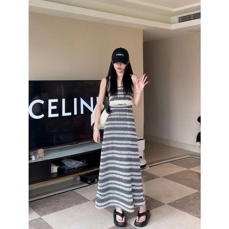 Hollow Out Knitting Slim Tassel Midi Long Dresses