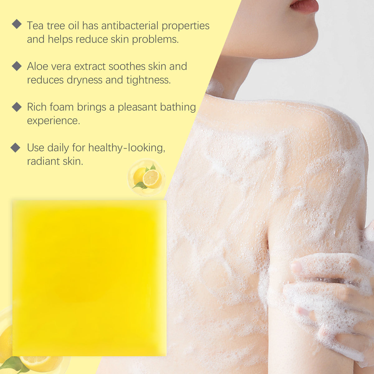 OceAura Lemon Herbal Vitamin C Soap Cleanser Body Skin Bath Mild Clean Refreshing Oil Control Skincare Soap